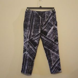 Black and white cropped athletic pants